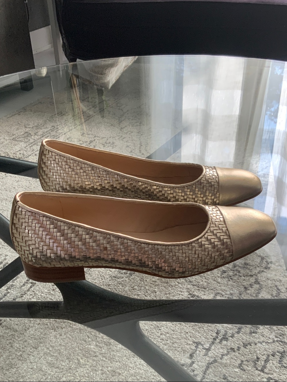 Matteo Bertoni Gold Metallic Cap-Toe Ballet Flats - Gold 38 1/2